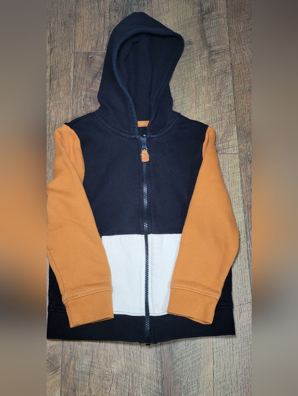 Cat & Jack Kids Colorblock Zip Hoodie - Black, Orange & Cream